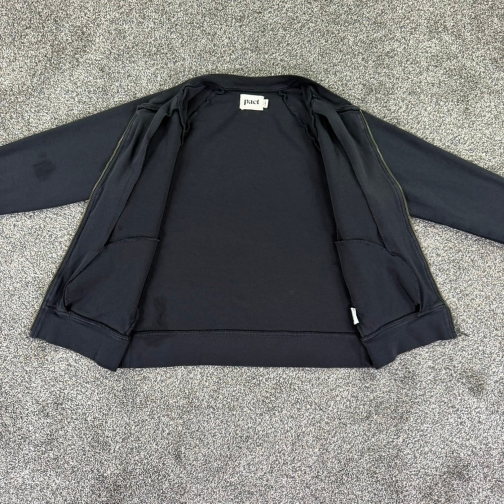 Pact Organic Cotton Full Zip Bomber Jacket Black Raglan Sleeve Women Medium READ - Picture 3 of 12